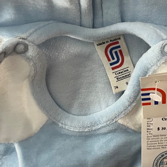 Light Blue European Baby Footed Romper Made in Austria - Picture 6 of 7